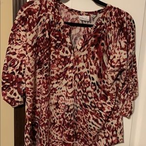 Red leopard print Kim Rogers long sleeve shirt.